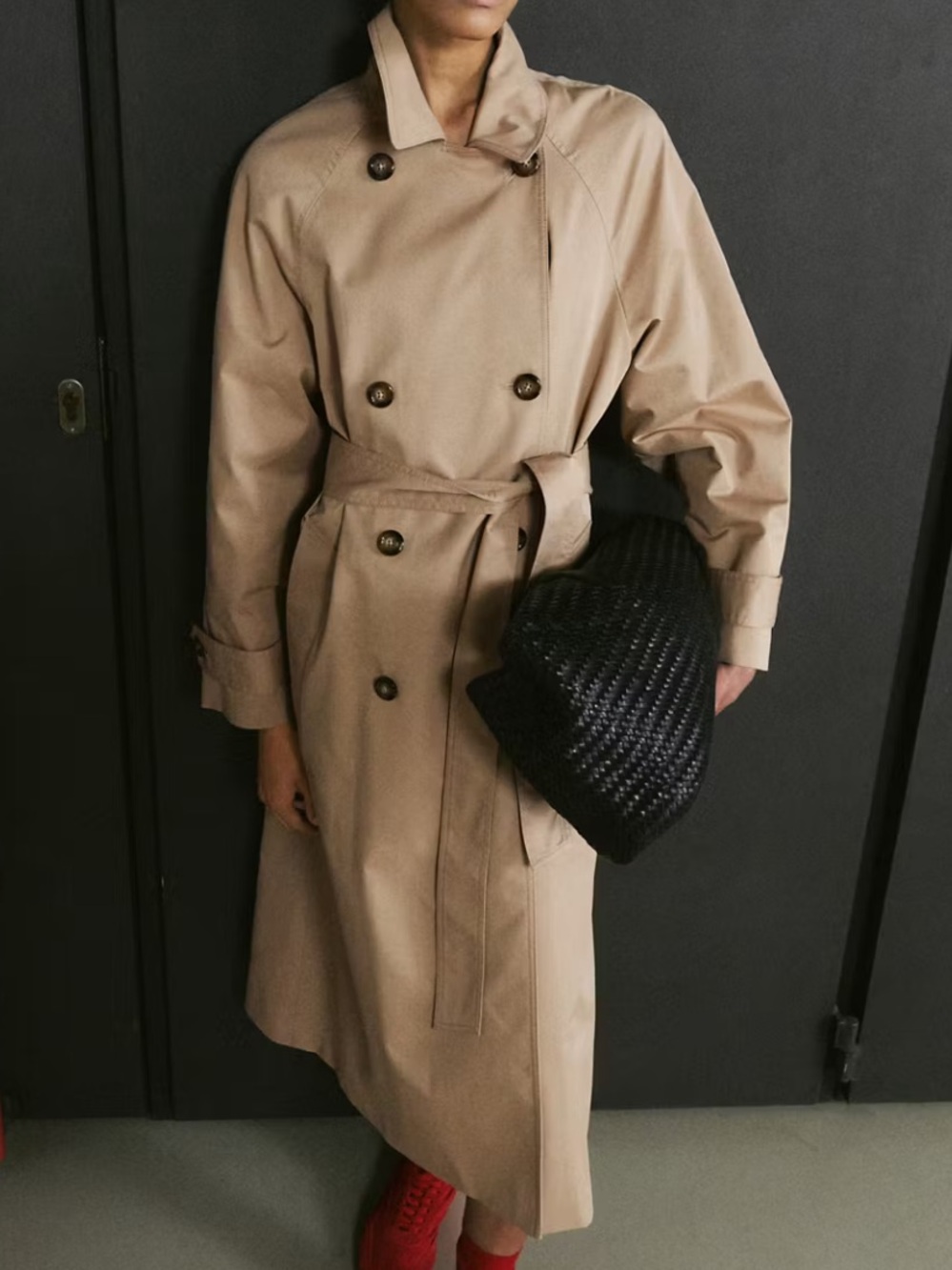 Mango Tan Double-Breasted Trench Coat with Belt LONG DOUBLE-BREASTED TRENCH COAT